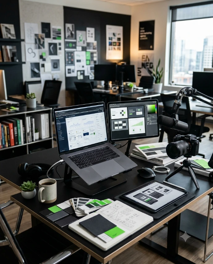 Digital marketing agency workspace