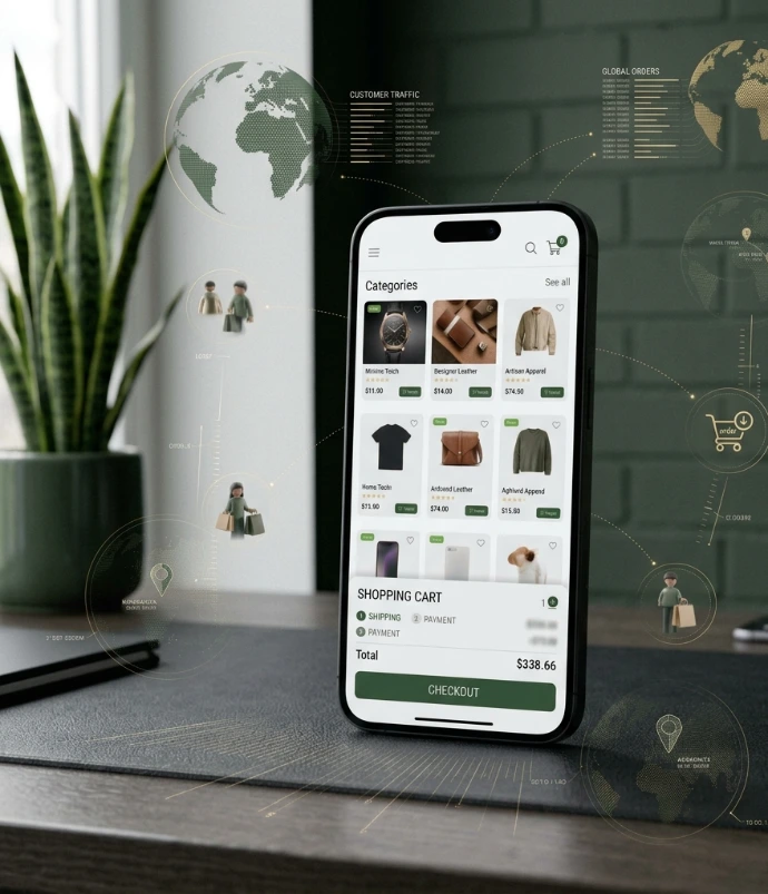 E-commerce website on mobile
